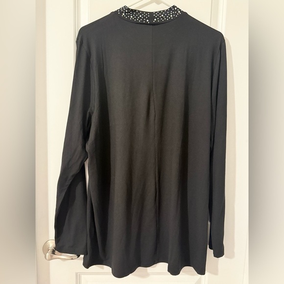 Lane Bryant Black Long Sleeve Top with Embellished Neckline, Size 18/20 - Picture 4 of 5